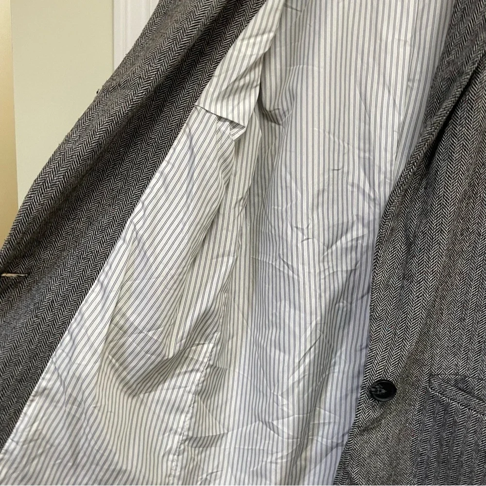 A New Day Women Gray Herringbone Single Breasted One Button Blazer Jacket 8
